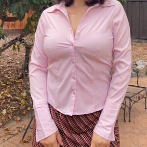 Pink Button Up Top